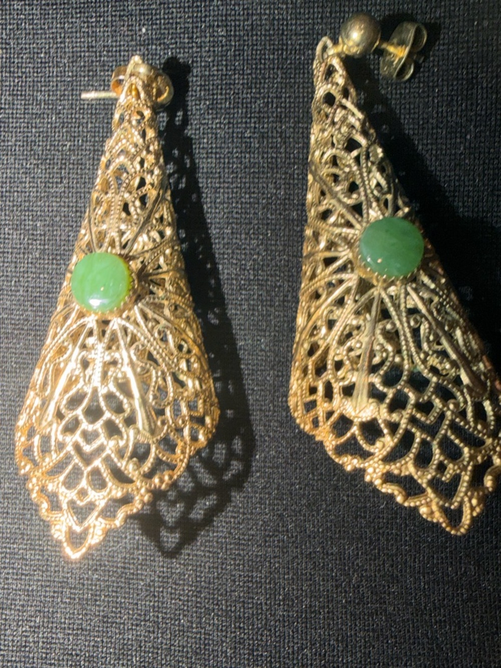 Vintage Filigree Style Gold Tone Earrings